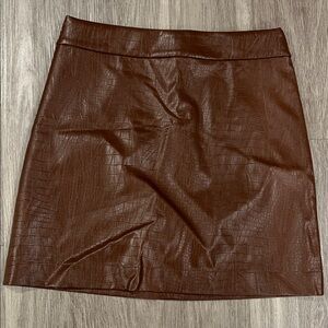 J. Crew Chocolate Croc-Textured Pencil Skirt